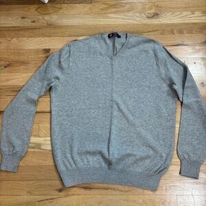 J. Crew Factory Gray Cotton V-Neck Sweater Size Large